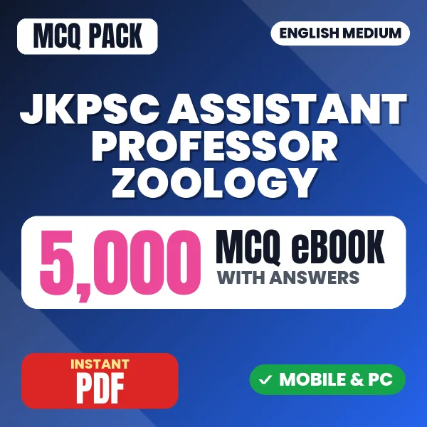 JKPSC Assistant Professor (Zoology) Exam – 5000 MCQ eBook with Answers | English Medium PDF Download