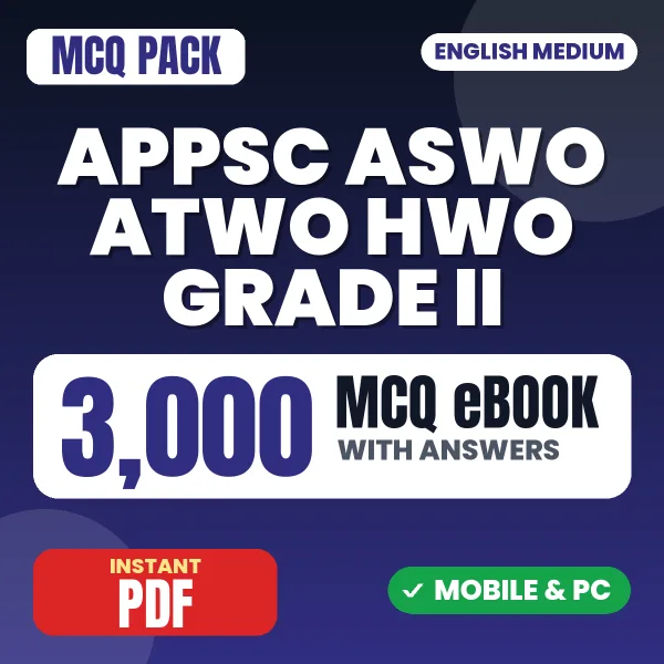 APPSC ASWO ATWO HWO Grade-II Exam Paper 1 – 3000 MCQ eBook with Answers | English Medium PDF Download