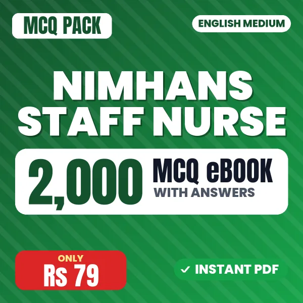 NIMHANS Staff Nurse Exam – 2000 MCQ eBook with Answers | English Medium PDF Download