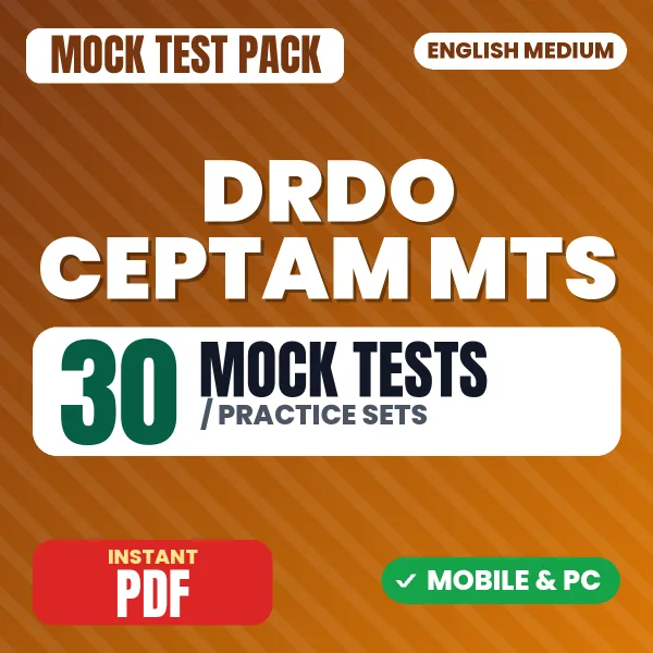 DRDO CEPTAM MTS Tier I Exam – 30 Mock Tests / Practice Sets | English Medium PDF Download