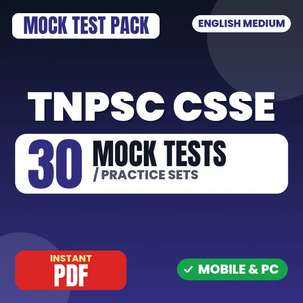 TNPSC CSSE Exam Paper II – 30 Mock Tests / Practice Sets | English Medium PDF Download
