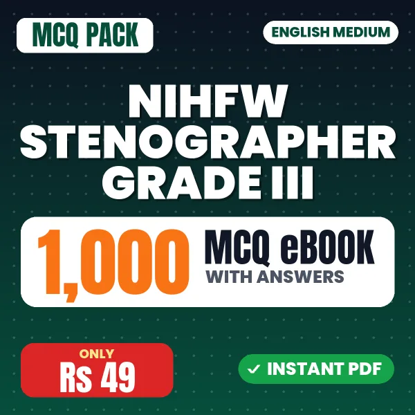 NIHFW Stenographer Grade III Exam – 1000 MCQ eBook with Answers | English Medium PDF Download