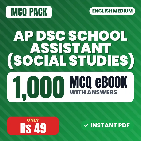 AP DSC School Assistant (Social Studies) Exam – 1000 MCQ eBook with Answers | English Medium PDF Download