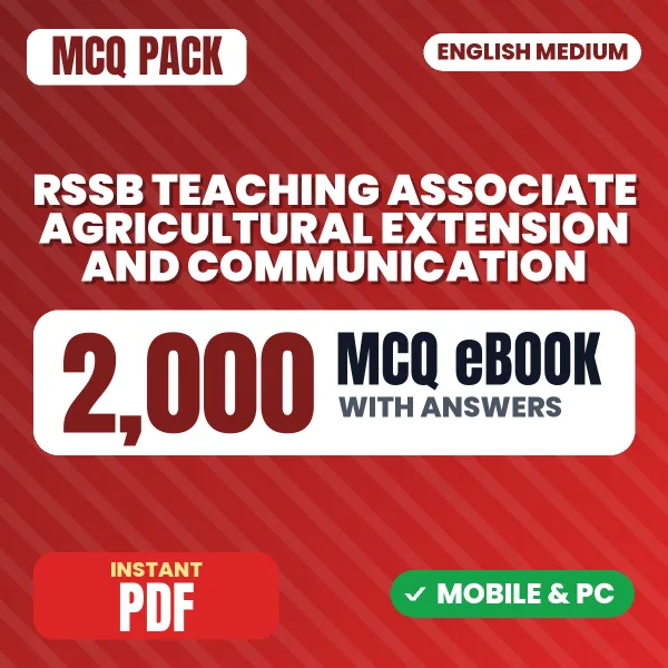 RSSB Teaching Associate (Agricultural Extension and Communication) Exam Paper 1 – 2000 MCQ eBook with Answers | English Medium PDF Download