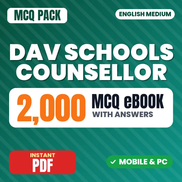 DAV Schools Counsellor / Health and Wellness Teacher Exam – 2000 MCQ eBook with Answers | English Medium PDF Download
