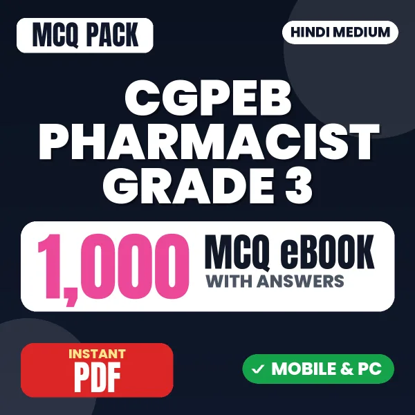 CGPEB Pharmacist Grade 3 Exam – 1000 MCQ eBook with Answers | Hindi Medium PDF Download