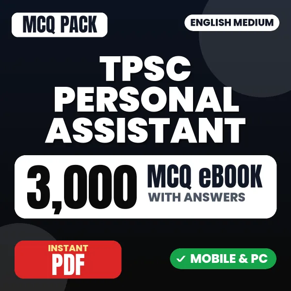 TPSC Personal Assistant Prelims Exam – 3000 MCQ eBook with Answers | English Medium PDF Download