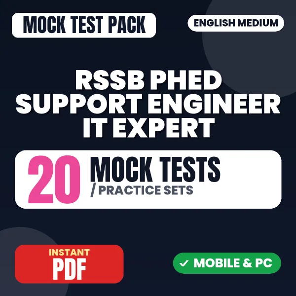 RSSB PHED Support Engineer (IT Expert) Exam – 20 Mock Tests / Practice Sets | English Medium PDF Download