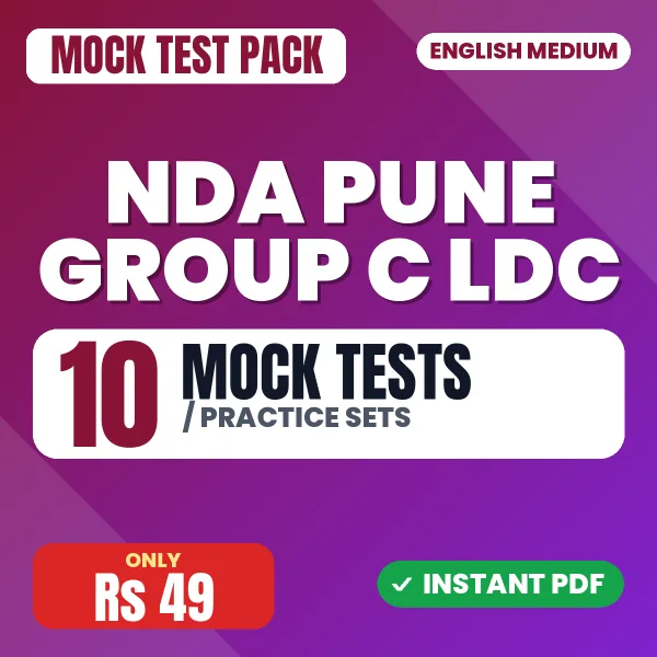 NDA Pune Group C LDC Exam – 10 Mock Tests / Practice Sets | English Medium PDF Download