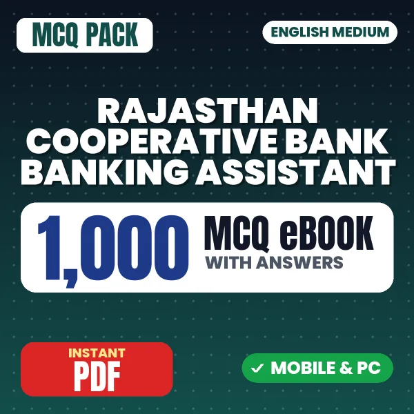 Rajasthan Cooperative Bank Banking Assistant Exam – 1000 MCQ eBook with Answers | English Medium PDF Download