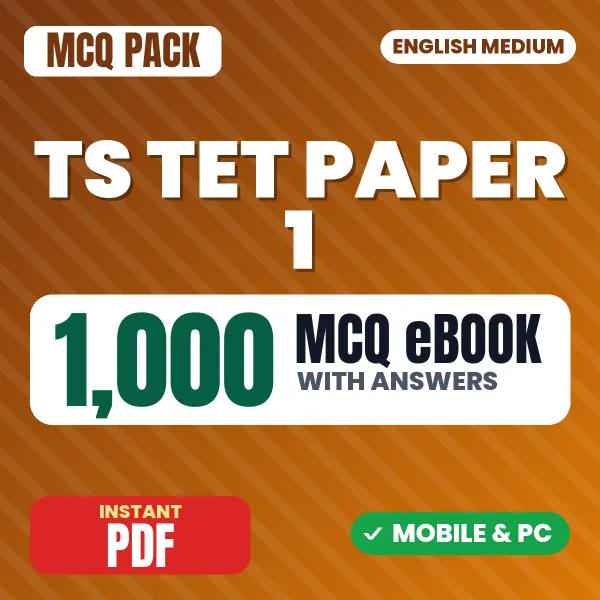 Telangana TET Paper 1 Exam – 1000 MCQ eBook with Answers | English Medium PDF Download