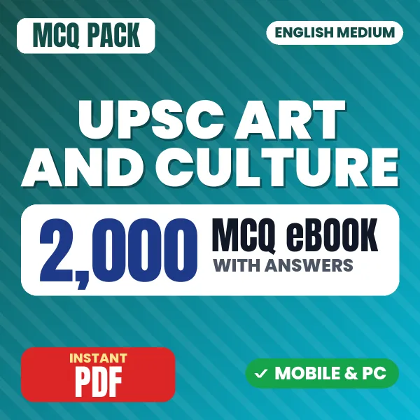 UPSC Art & Culture Prelims Exam – 2000 MCQ eBook with Answers | English Medium PDF Download