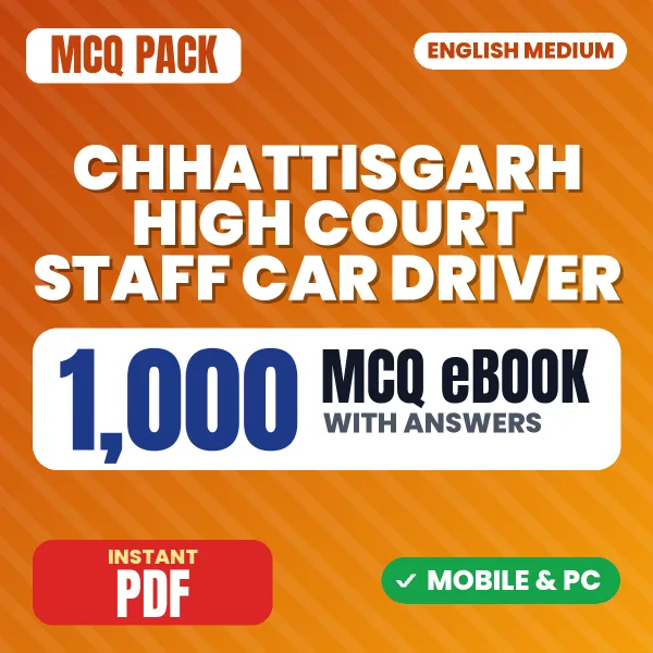 Chhattisgarh High Court Staff Car Driver Exam – 1000 MCQ eBook with Answers | English Medium PDF Download