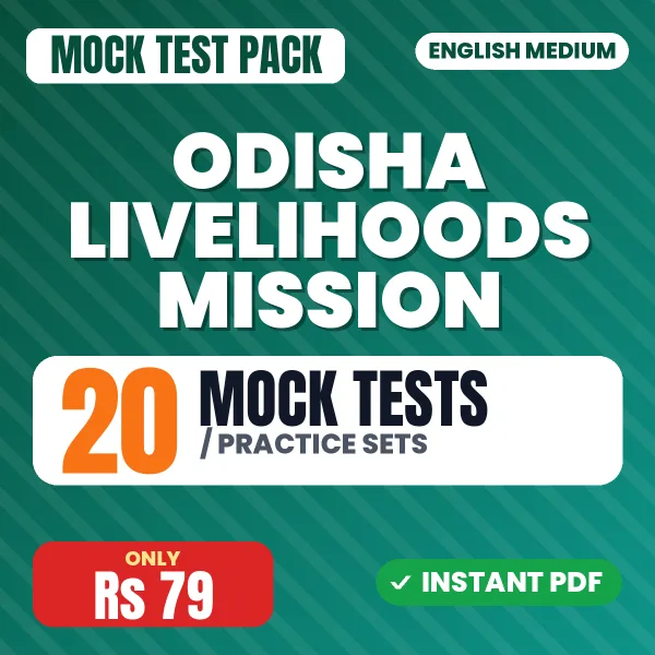 Odisha Livelihoods Mission Exam – 20 Mock Tests / Practice Sets | English Medium PDF Download