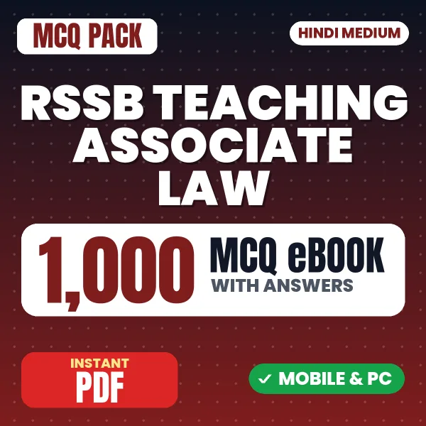 RSSB Teaching Associate (Law) Paper-1 Exam – 1000 MCQ eBook with Answers | Hindi Medium PDF Download