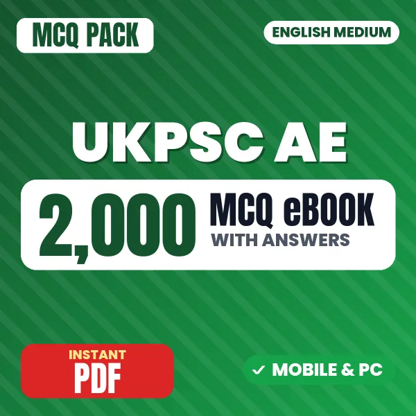 UKPSC AE Paper-3 Exam – 2000 MCQ eBook with Answers | English Medium PDF Download