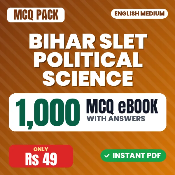 Bihar SLET Political Science Exam – 1000 MCQ eBook with Answers | English Medium PDF Download