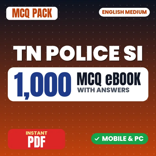 TN Police SI Open Quota Part 2 Exam – 1000 MCQ eBook with Answers | English Medium PDF Download