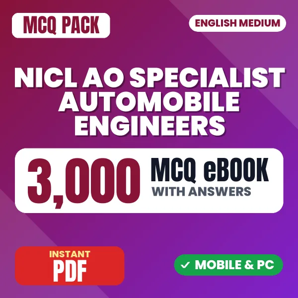 NICL AO Specialist (Automobile Engineers) Prelims Exam – 3000 MCQ eBook with Answers | English Medium PDF Download