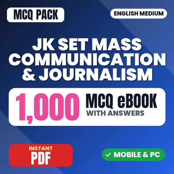 JK SET Mass Communication & Journalism Exam – 1000 MCQ eBook with Answers | English Medium PDF Download
