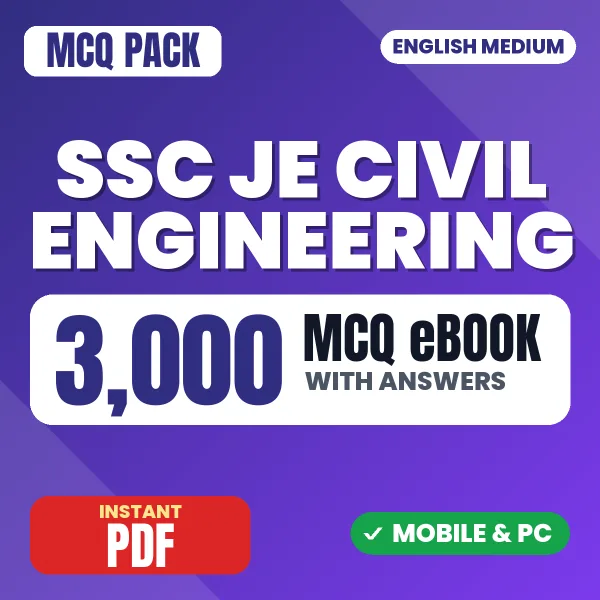SSC JE Civil Engineering Exam Paper 2 – 3000 MCQ eBook with Answers | English Medium PDF Download
