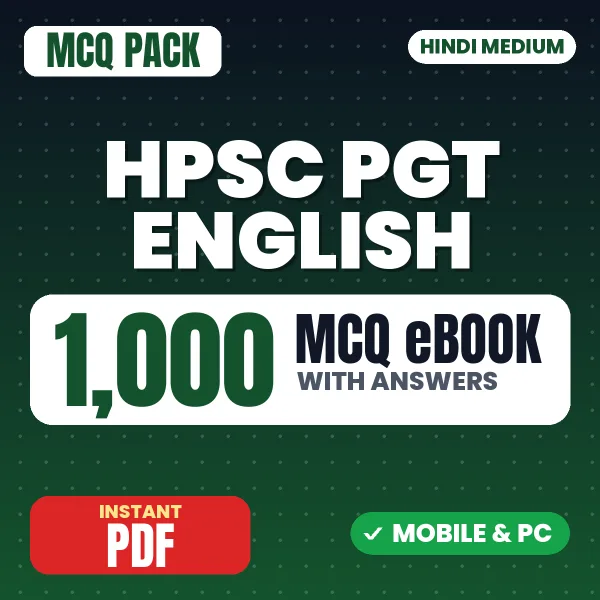 HPSC PGT English Exam Stage 1 (Screening Test) – 1000 MCQ eBook with Answers | Hindi Medium PDF Download