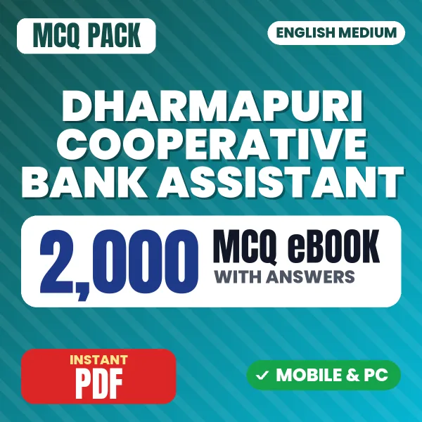 Dharmapuri Cooperative Bank Assistant Exam – 2000 MCQ eBook with Answers | English Medium PDF Download