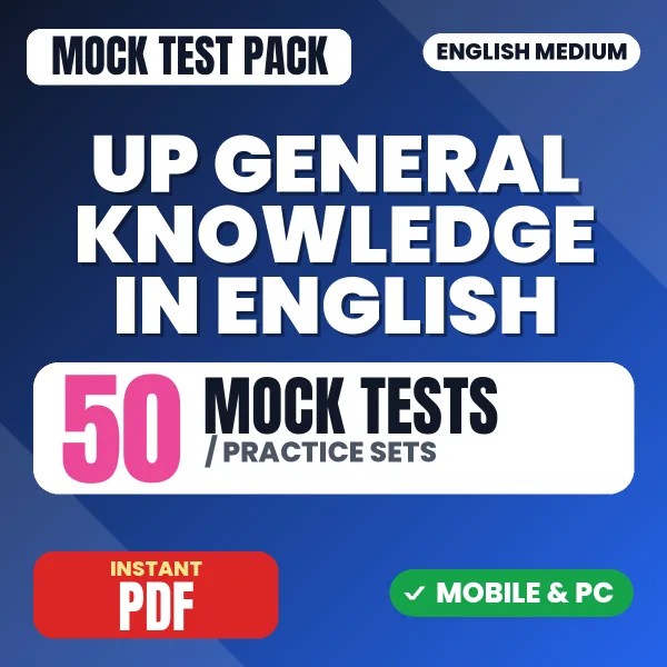Uttar Pradesh General Knowledge – 50 Mock Tests / Practice Sets | English Medium PDF Download