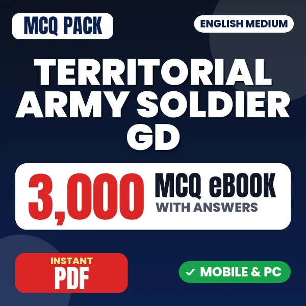 Territorial Army Soldier GD Exam – 3000 MCQ eBook with Answers | English Medium PDF Download
