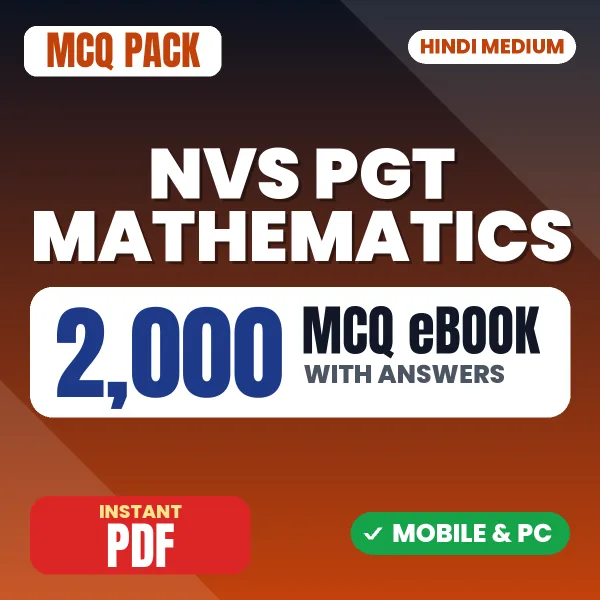 NVS PGT Mathematics Preliminary Exam Tier 1 – 2000 MCQ eBook with Answers | Hindi Medium PDF Download
