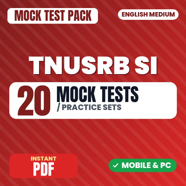 TNUSRB SI Open Quota & Departmental Quota Part-1 Exam - Tamil – 20 Mock Tests / Practice Sets | English Medium PDF Download