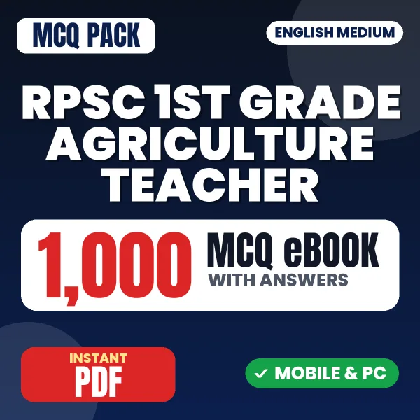 RPSC 1st Grade Agriculture Teacher Paper-1 Exam – 1000 MCQ eBook with Answers | English Medium PDF Download