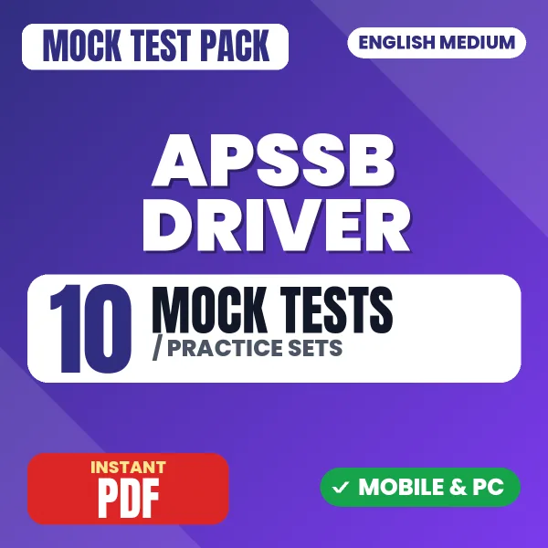 APSSB Driver Exam – 10 Mock Tests / Practice Sets | English Medium PDF Download
