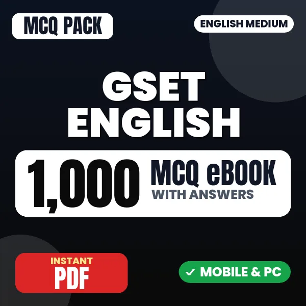 GSET English Paper 2 Exam – 1000 MCQ eBook with Answers | English Medium PDF Download