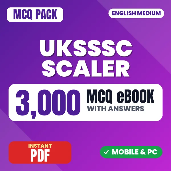 UKSSSC Scaler Exam – 3000 MCQ eBook with Answers | English Medium PDF Download