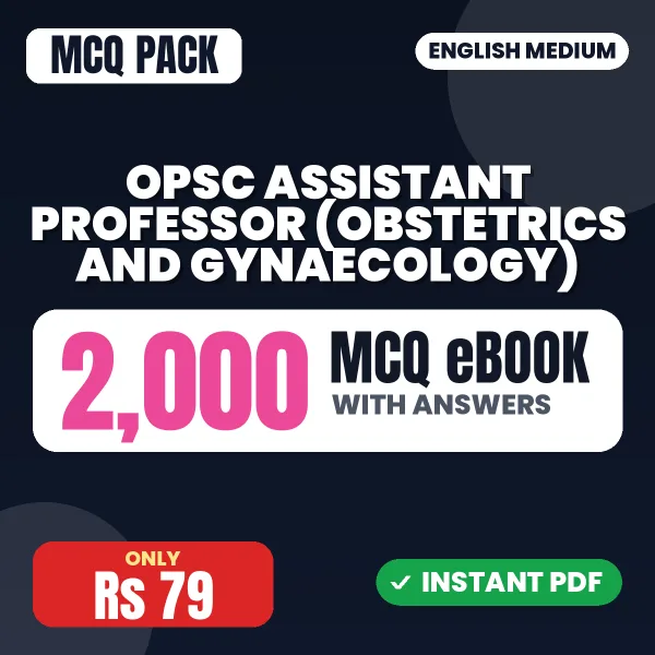 OPSC Assistant Professor (Obstetrics and Gynaecology) Exam – 2000 MCQ eBook with Answers | English Medium PDF Download