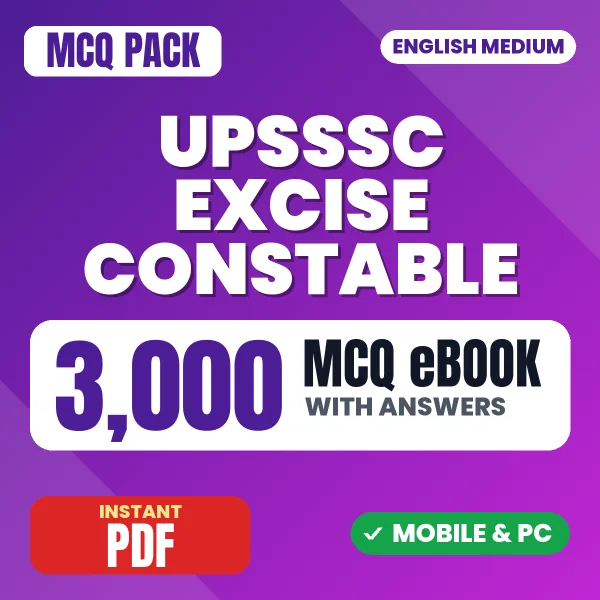 UPSSSC Excise Constable Exam – 3000 MCQ eBook with Answers | English Medium PDF Download