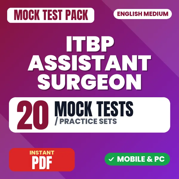 ITBP Assistant Surgeon (Veterinary) Exam – 20 Mock Tests / Practice Sets | English Medium PDF Download