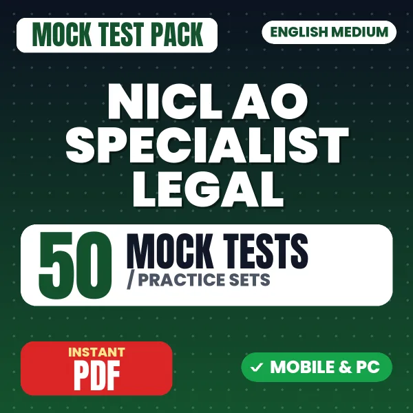 NICL Administrative Officer Specialist (Legal) (Prelims) Exam – 50 Mock Tests / Practice Sets | English Medium PDF Download