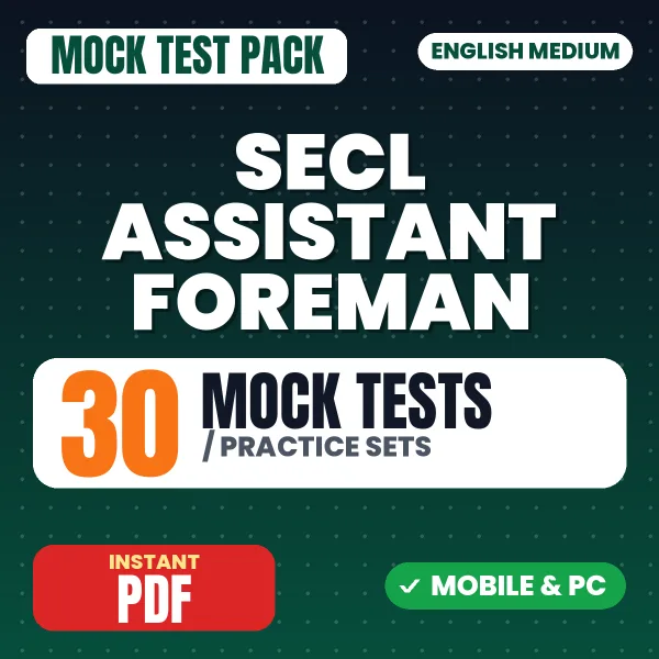 SECL Assistant Foreman Exam (Electrical) – 30 Mock Tests / Practice Sets | English Medium PDF Download