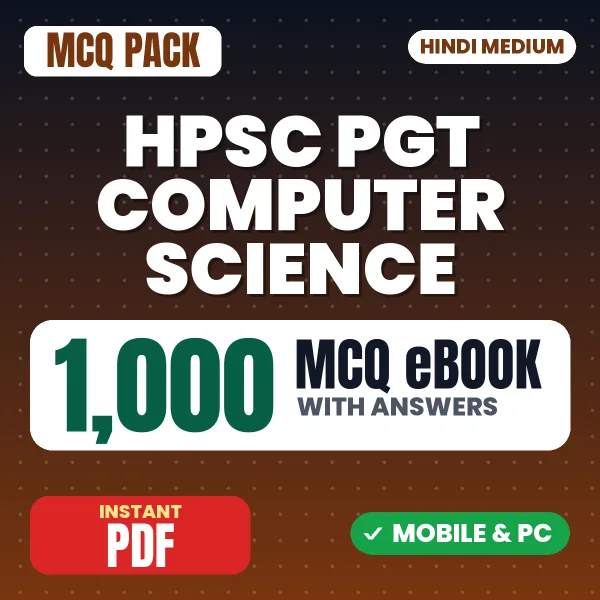 HPSC PGT Computer Science Stage 1 Exam – 1000 MCQ eBook with Answers | Hindi Medium PDF Download
