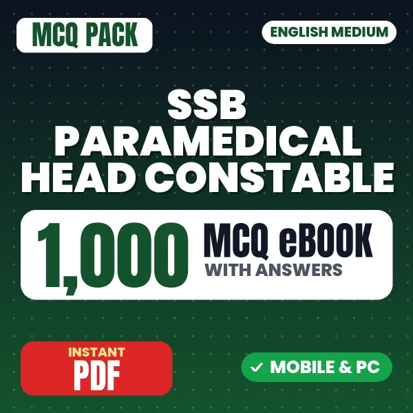 SSB Paramedical Head Constable (Physiotherapy Assistant) Exam – 1000 MCQ eBook with Answers | English Medium PDF Download