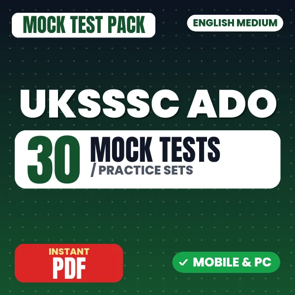 UKSSSC Assistant Development Officer Exam (Commerce) – 30 Mock Tests / Practice Sets | English Medium PDF Download