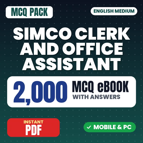 SIMCO Clerk and Office Assistant Exam – 2000 MCQ eBook with Answers | English Medium PDF Download