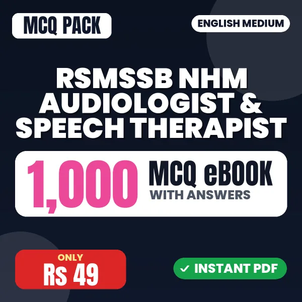 RSMSSB NHM Audiologist & Speech Therapist Exam – 1000 MCQ eBook with Answers | English Medium PDF Download
