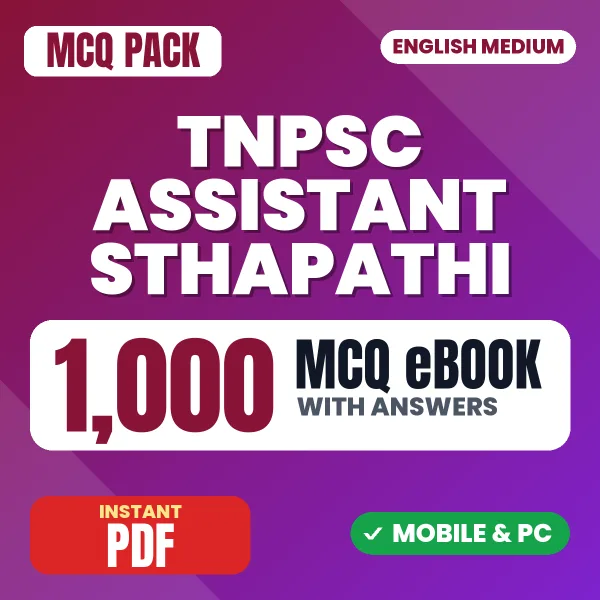 TNPSC Assistant Sthapathi Exam Paper 1 – 1000 MCQ eBook with Answers | English Medium PDF Download