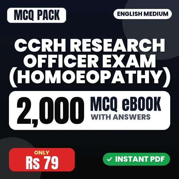 CCRH Research Officer Exam (Homoeopathy) – 2000 MCQ eBook with Answers | English Medium PDF Download