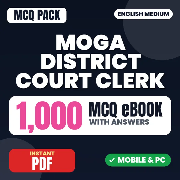 Moga District Court Clerk Exam – 1000 MCQ eBook with Answers | English Medium PDF Download