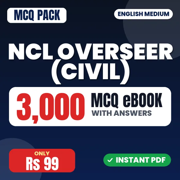 NCL Overseer (Civil) Exam – 3000 MCQ eBook with Answers | English Medium PDF Download