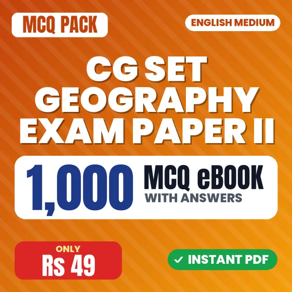 CG SET Geography Exam Paper II – 1000 MCQ eBook with Answers | English Medium PDF Download